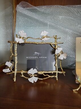 Michael Aram Gold and White Ginkgo Photo Frame 2 Frame